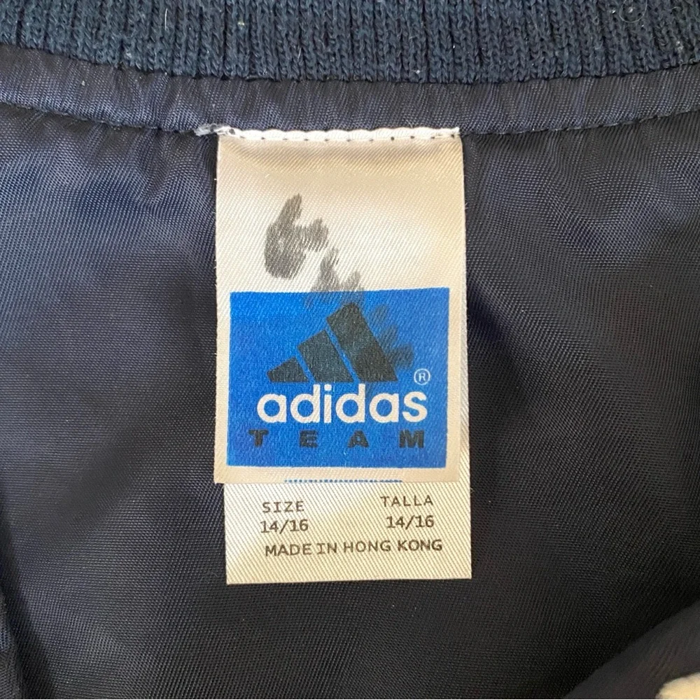 Adidas Men’s Michigan Wolverine Vintage Blue Yellow Nylon Snap Jacket Size 14/16